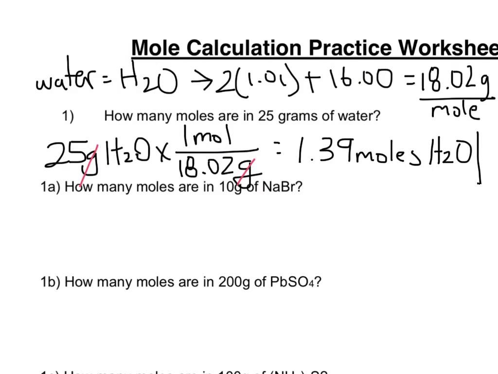 Mole Calculation Worksheet Part 1 Worksheets Samples