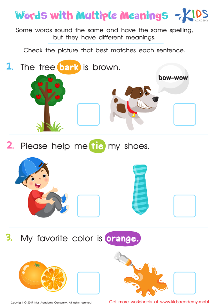 Multiple Meaning Word Worksheets Multiple Meaning Words Worksheets