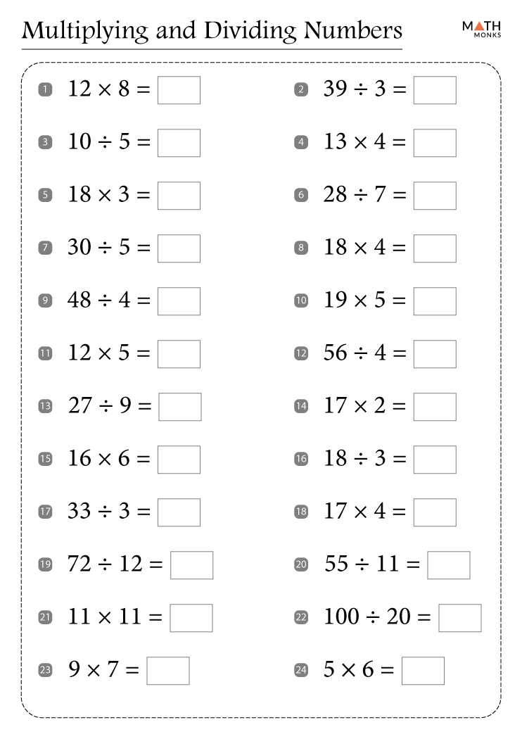 Multiplication And Division Worksheets Grade 5 Pdf Grade 5 Operations