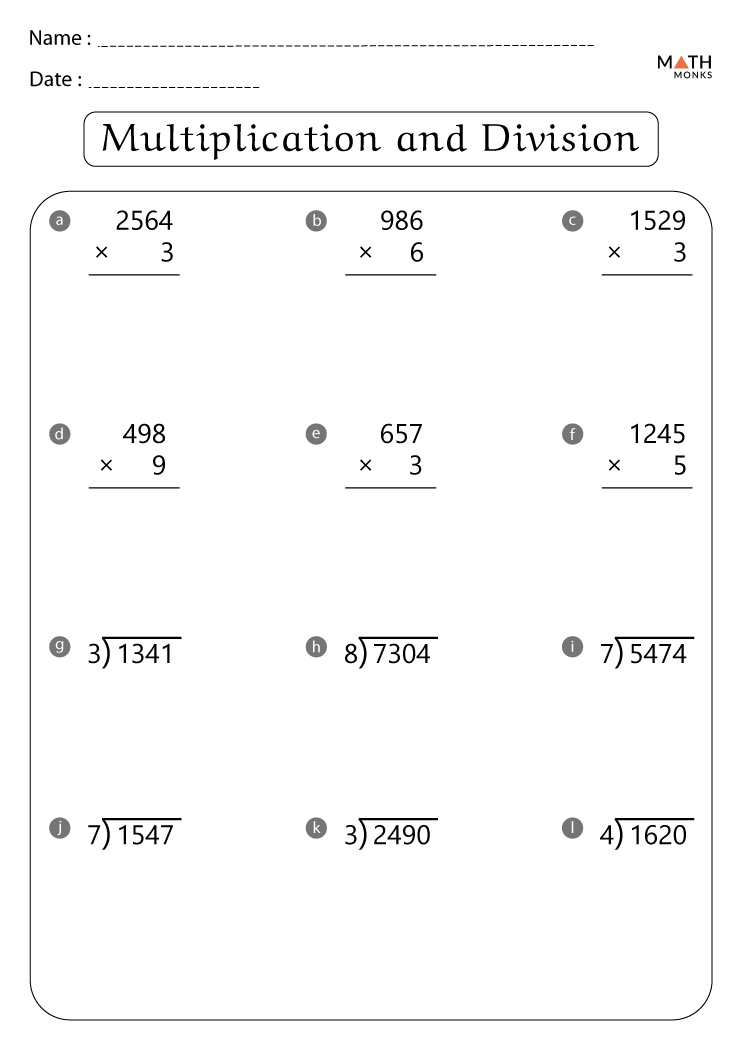 Multiplication And Division Worksheets With Answer Key Worksheets Library