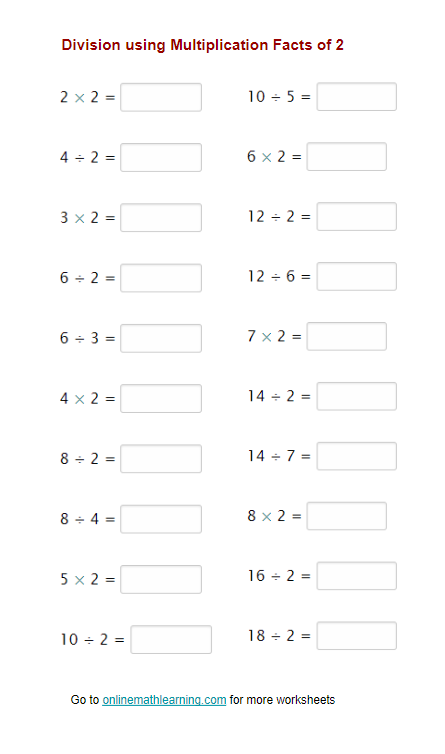 Multiplication And Division Worksheets