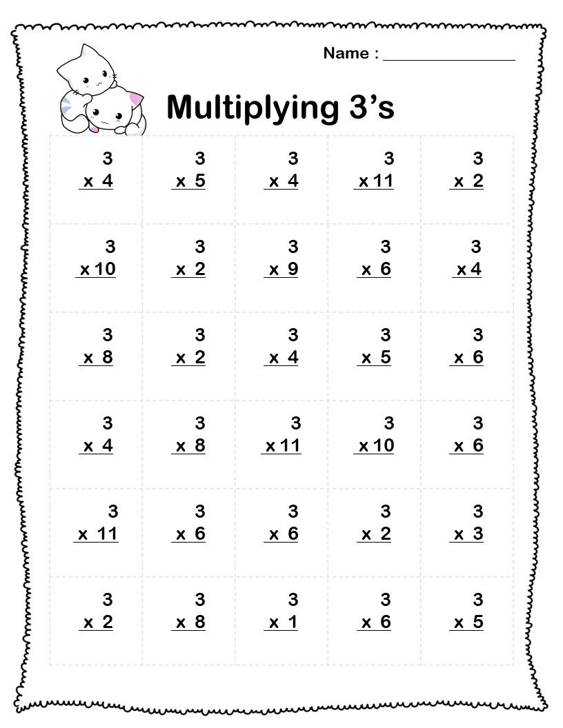 Multiplication By 3 Worksheets Free Printable Worksheet