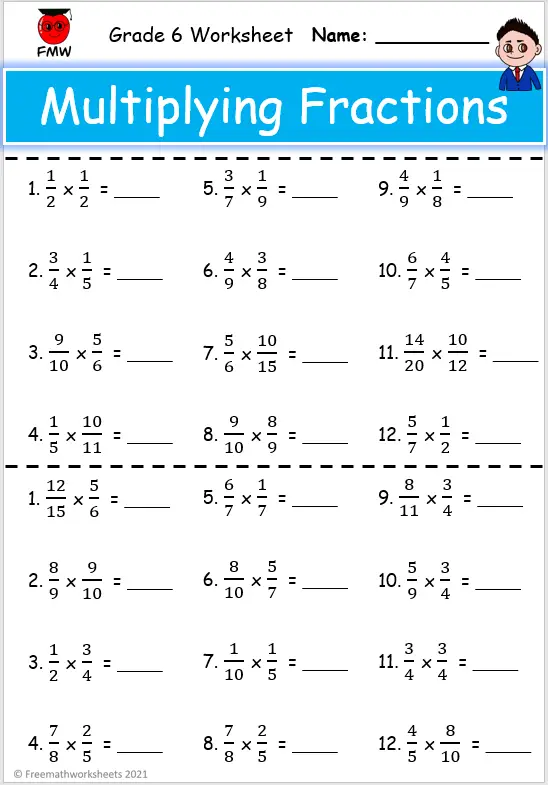 Multiplication Fractions Worksheets Multiplying Fractions Using A