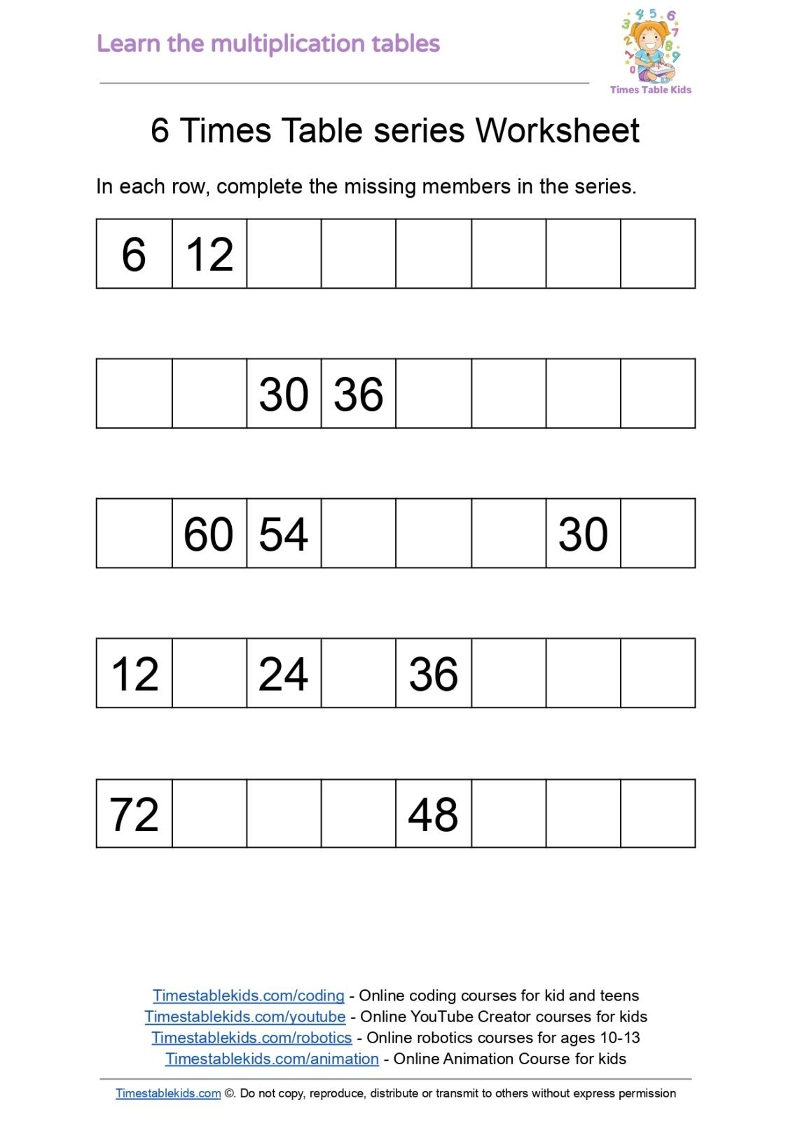 Multiplication Tables Worksheets Times Tables Kids