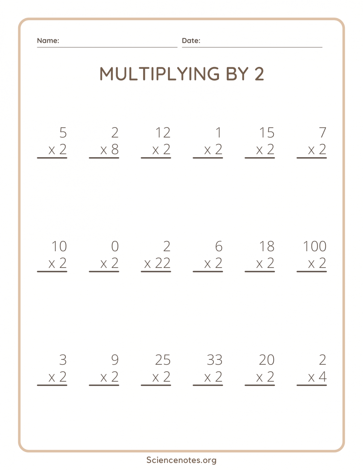 Multiplication Worksheets