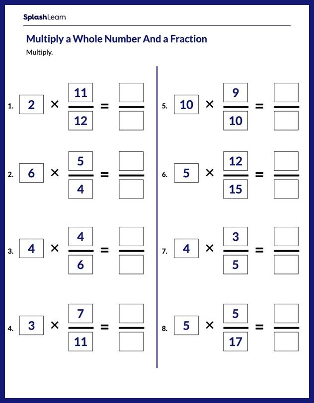 Multiply Fractions By Whole Numbers Worksheets For Kids Online