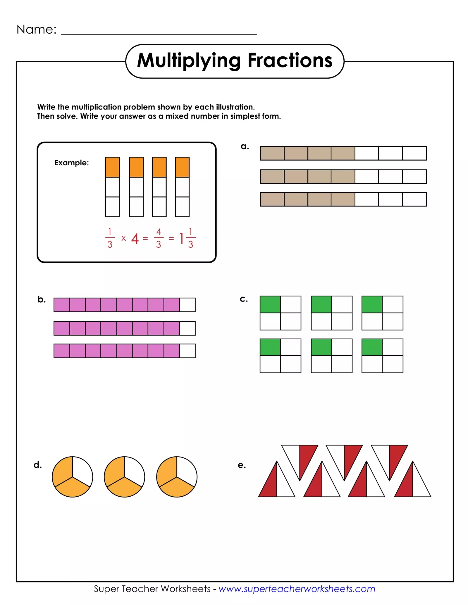 Multiply Fractions With Whole Numbers Interactive Worksheet Edform 