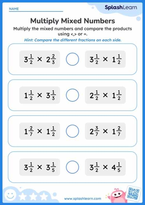 Multiply Mixed Numbers Worksheets Free Printable SplashLearn