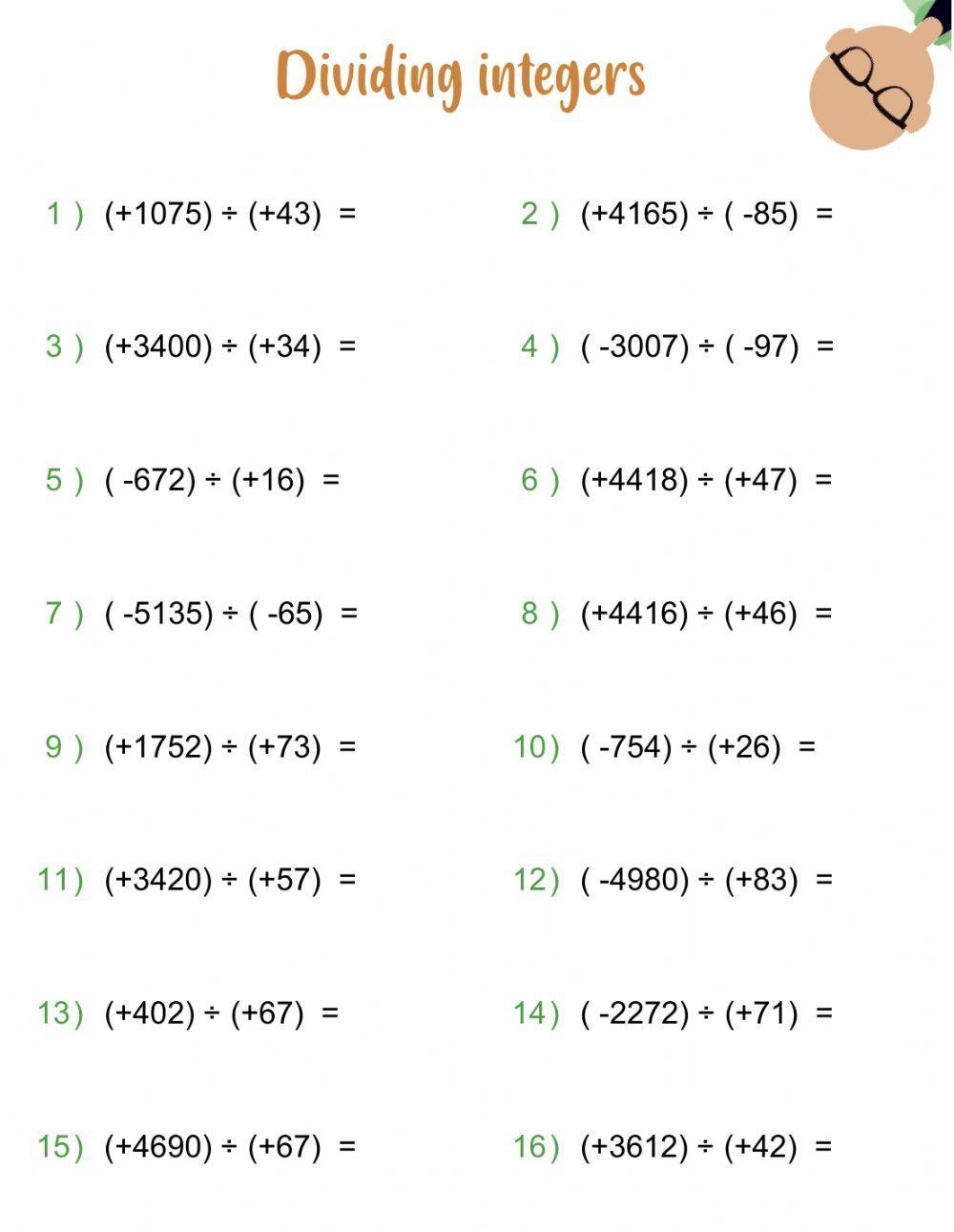 Multiplying And Dividing Integers Worksheets Worksheets Library