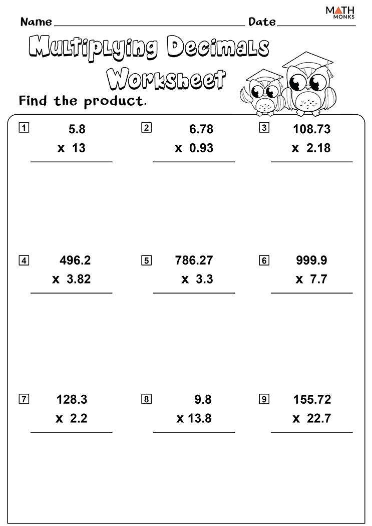 Multiplying Decimals Worksheets Free Printables