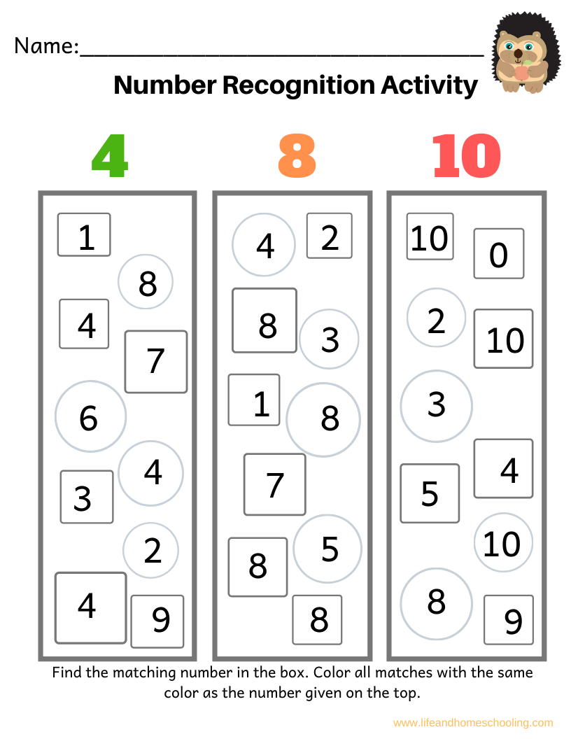 Number Recognition Activity Worksheets Made By Teachers