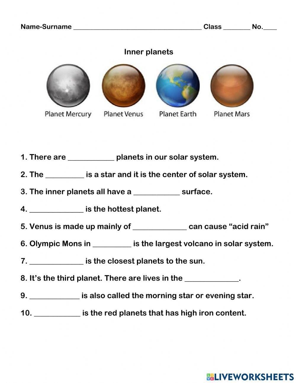 Outer Solar System Worksheet Outer Solar System Worksheet