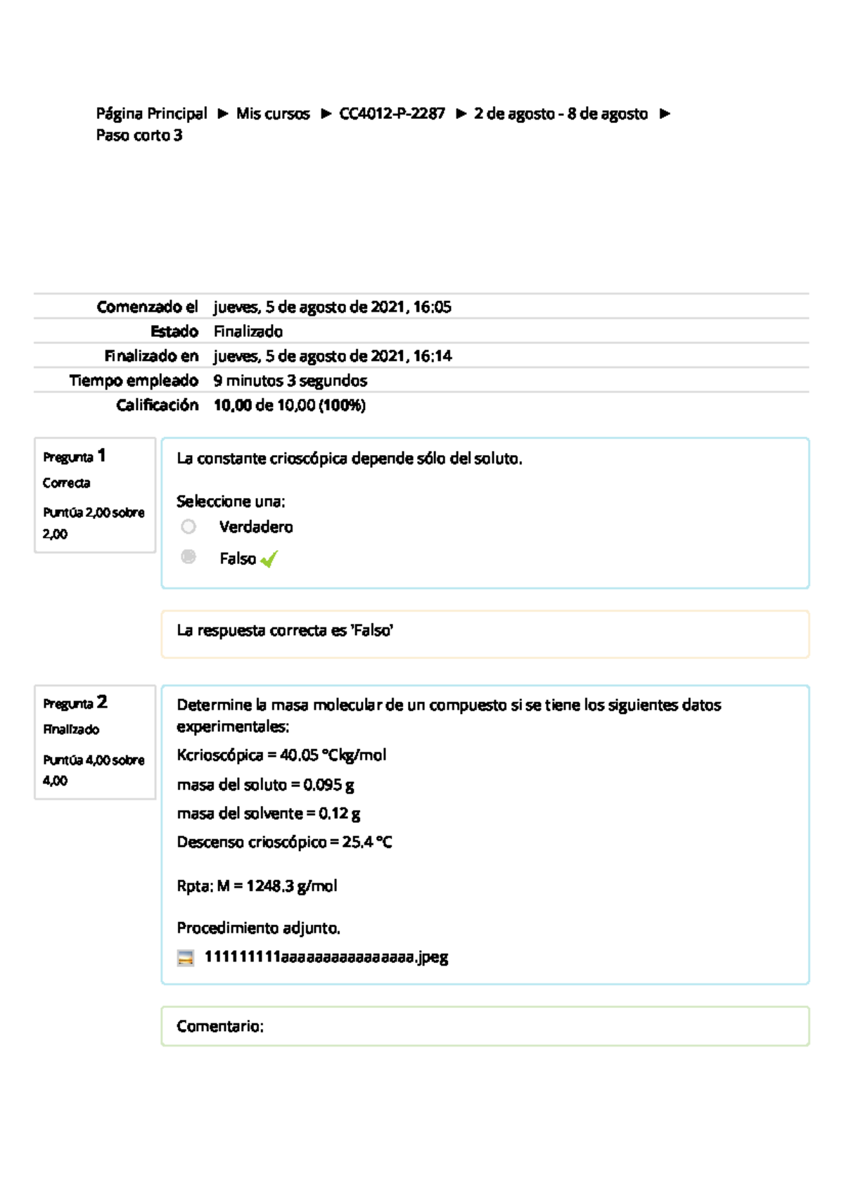 Paso Corto 3 Resumen F sico Qu mica Pregunta 1 Correcta Punt a 2 00 