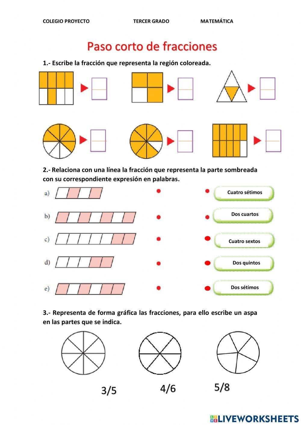 Paso Corto De Fracciones Worksheet Worksheets Save Answers