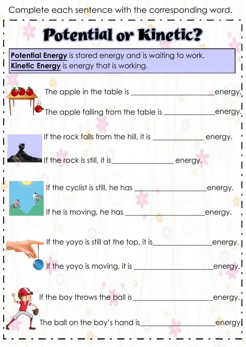 Potential And Kinetic Energy Assignments Physics Docsity