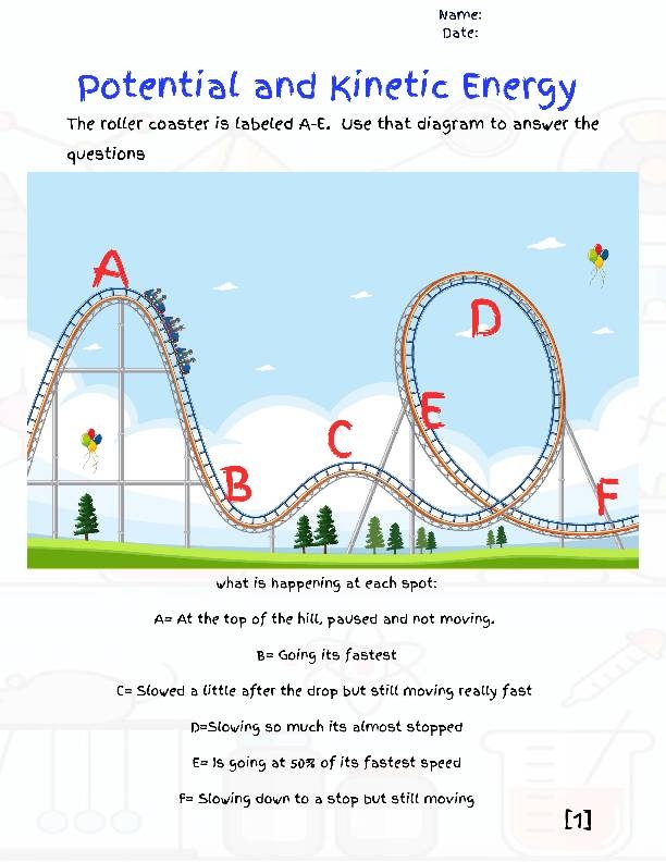 Potential And Kinetic Energy Worksheet