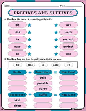 Prefix Suffix Worksheets Prefixes And Suffixes Prefixes 