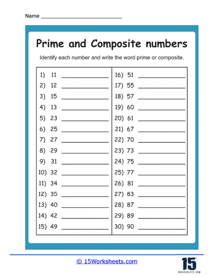 Prime And Composite Numbers Worksheets 15 Worksheets