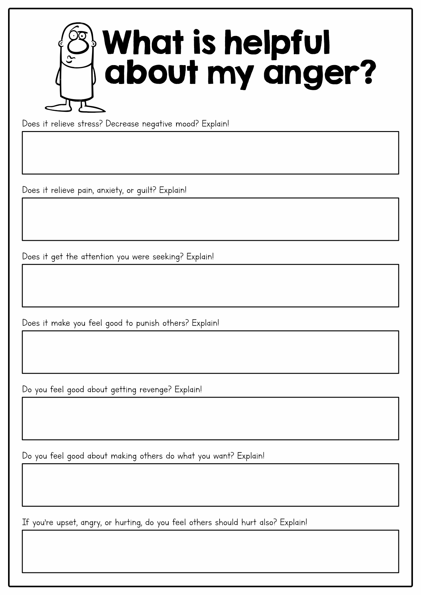 Printable Anger Management Worksheets