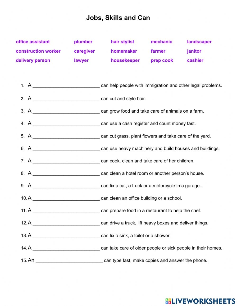 Printable Job Skills Worksheets SkillsWorksheets