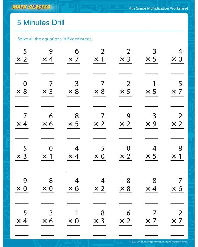 Printable Minute Math Worksheets