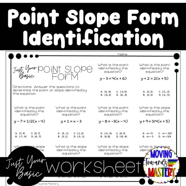 Properties Of Linear Functions Point Slope Form Worksheet Classwork 