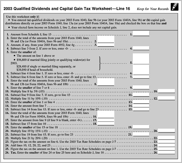 Qualified Dividends And Capital Gains Worksheet line12a