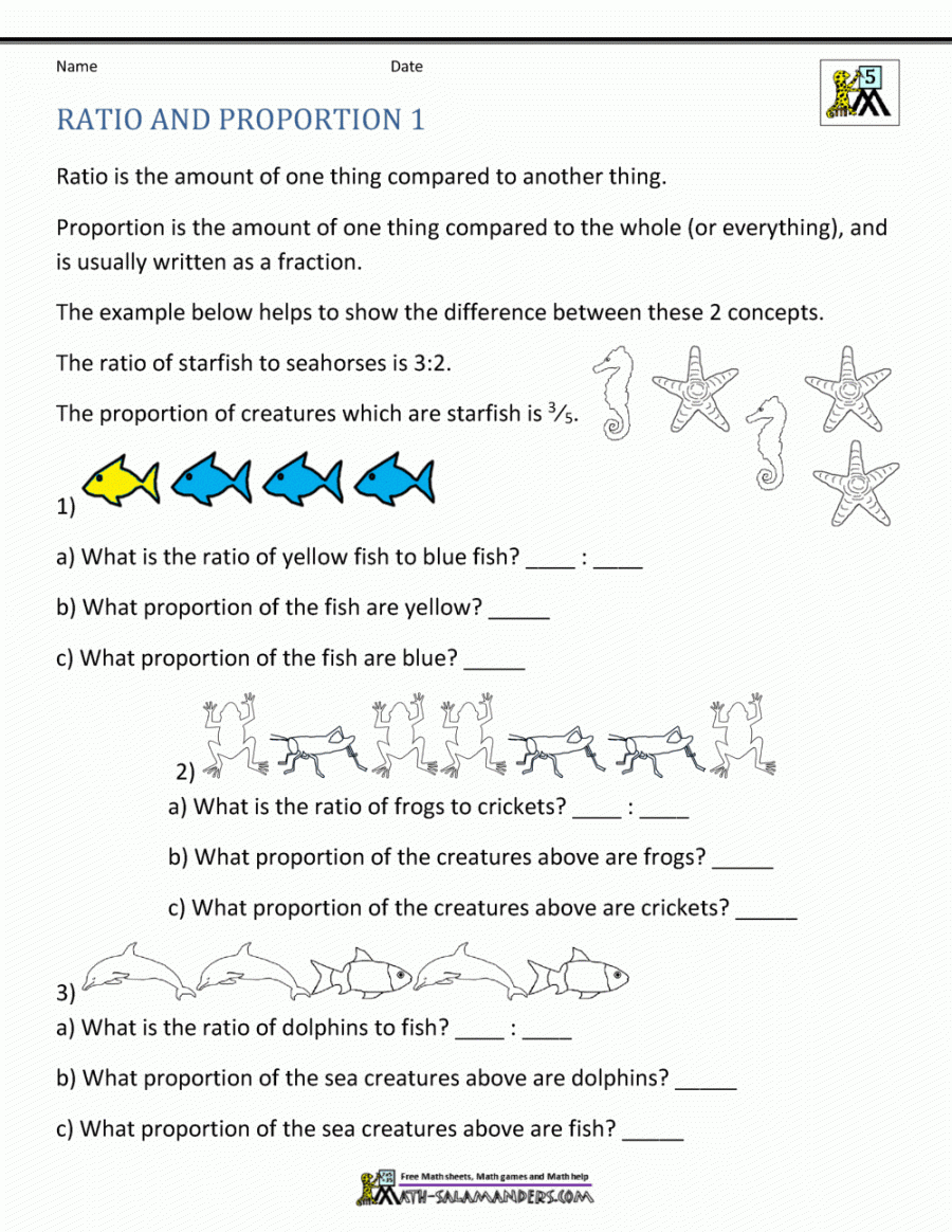 Ratios And Proportions Worksheet Printable PDF Template