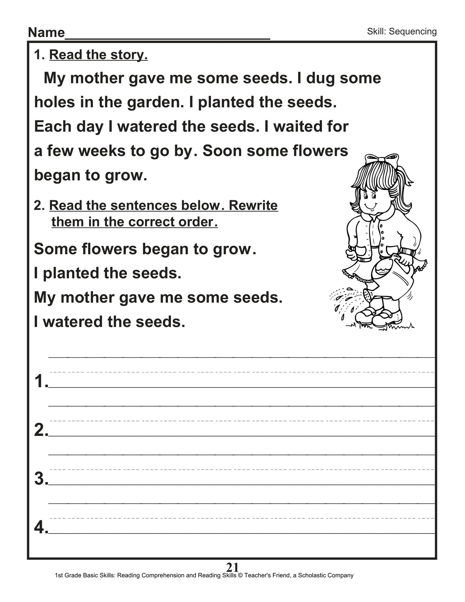 Reading Comprehension 1st Grade Worksheet