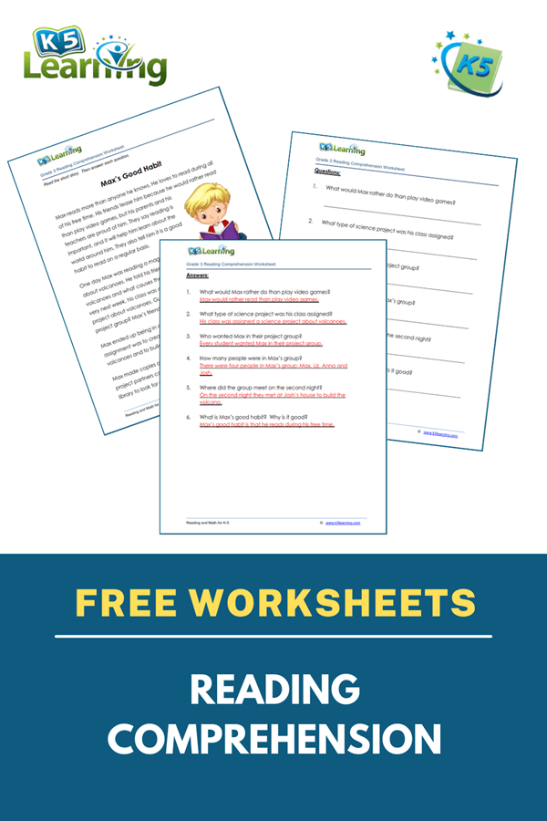 Reading Comprehension Worksheets K5 Learning Reading Comprehension 