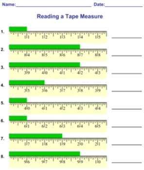 Reading Measuring A Tape Measure Worksheets By MathNook TPT