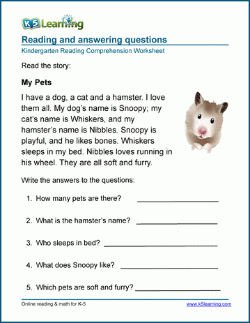 Reading Worksheets K5 Learning Reading Comprehension D18