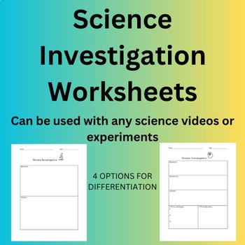 Science Investigation Worksheets By Miss C In 4th TPT