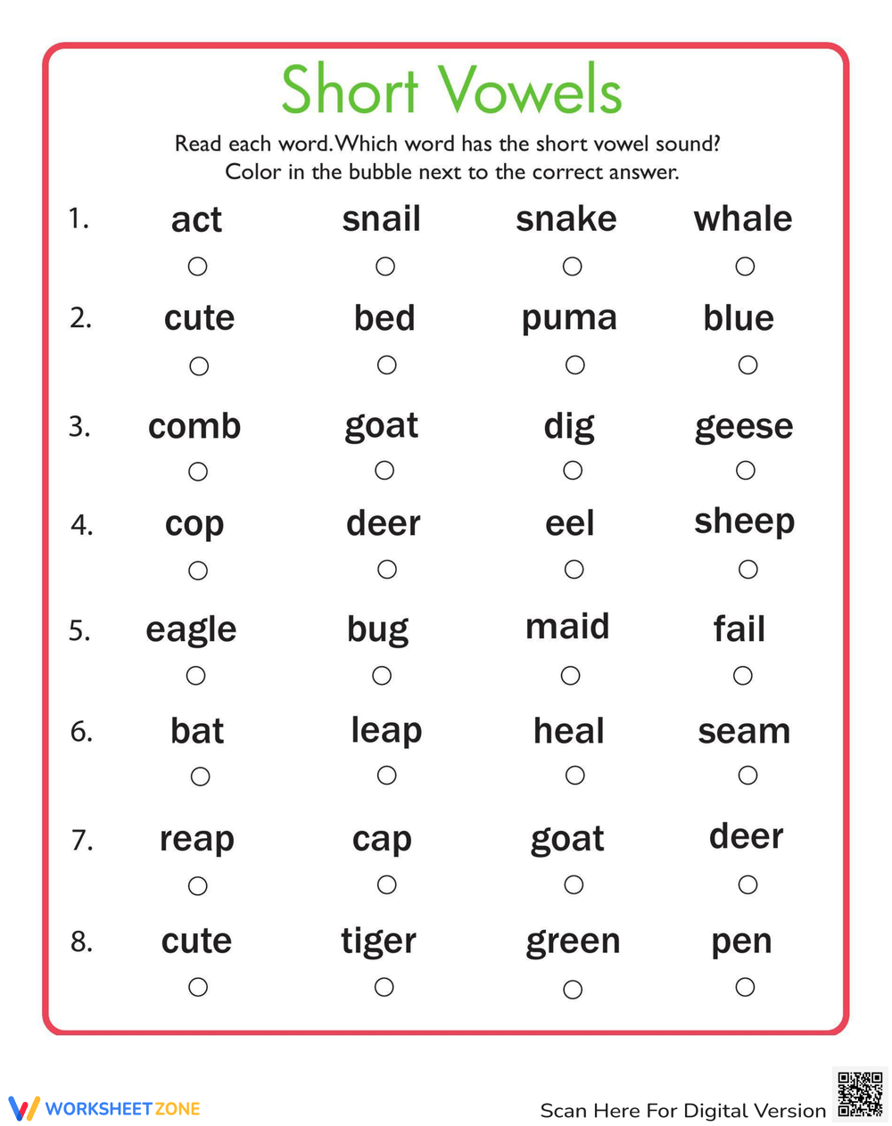 Short Vowel Sound A i ESL Worksheet By Samar Worksheets Library
