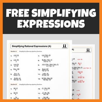 Simplifying Rational Expressions Worksheet Free Algebra By Cazoom Math