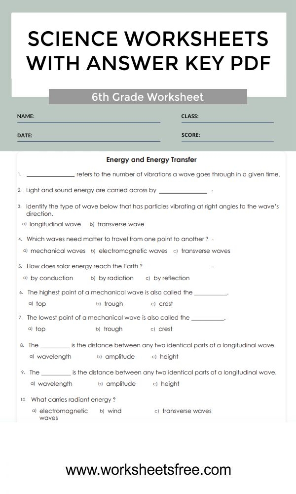 Sixth Grade Science Worksheets With Answers Scienceworksheets
