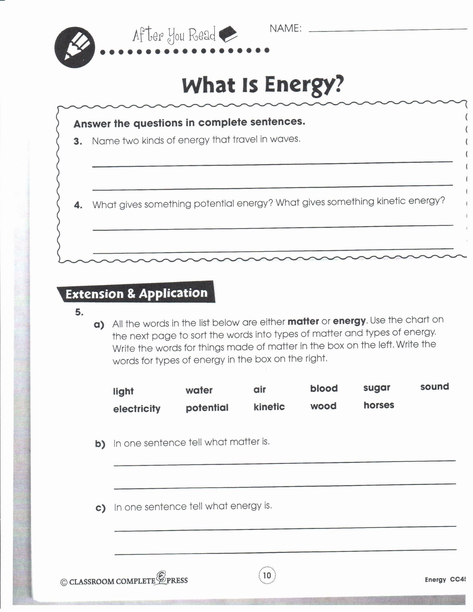 Sixth Grade Science Worksheets With Answers Scienceworksheets