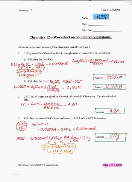 Solutions Chemistry Worksheet With Answers ShapesWorksheets