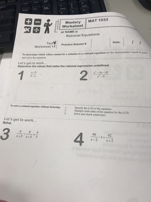 Solved Mastery MAT 1033 Worksheet MY NAME IS Rational Chegg