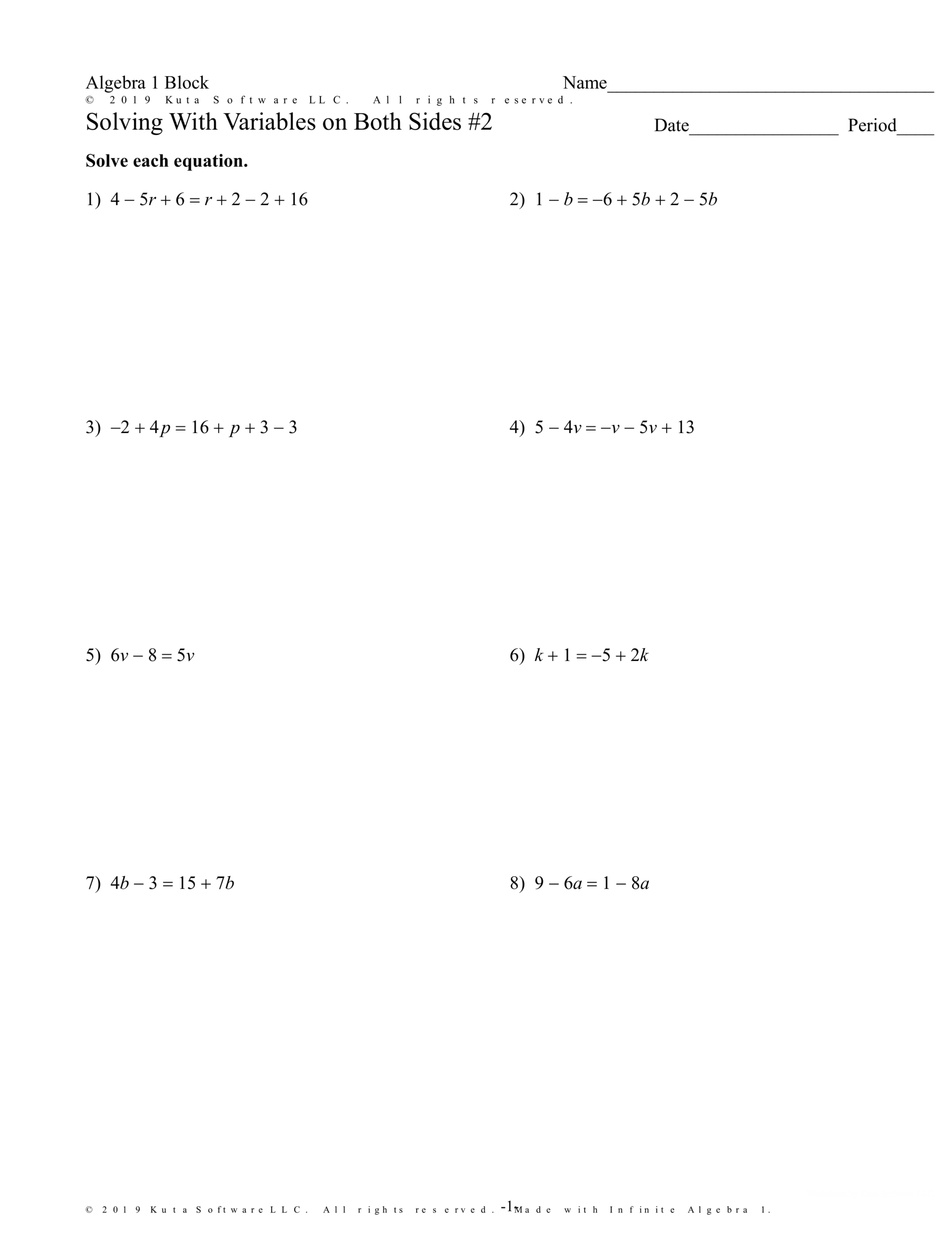  Solving Linear Equations With Variables On Both Sides Beyond 