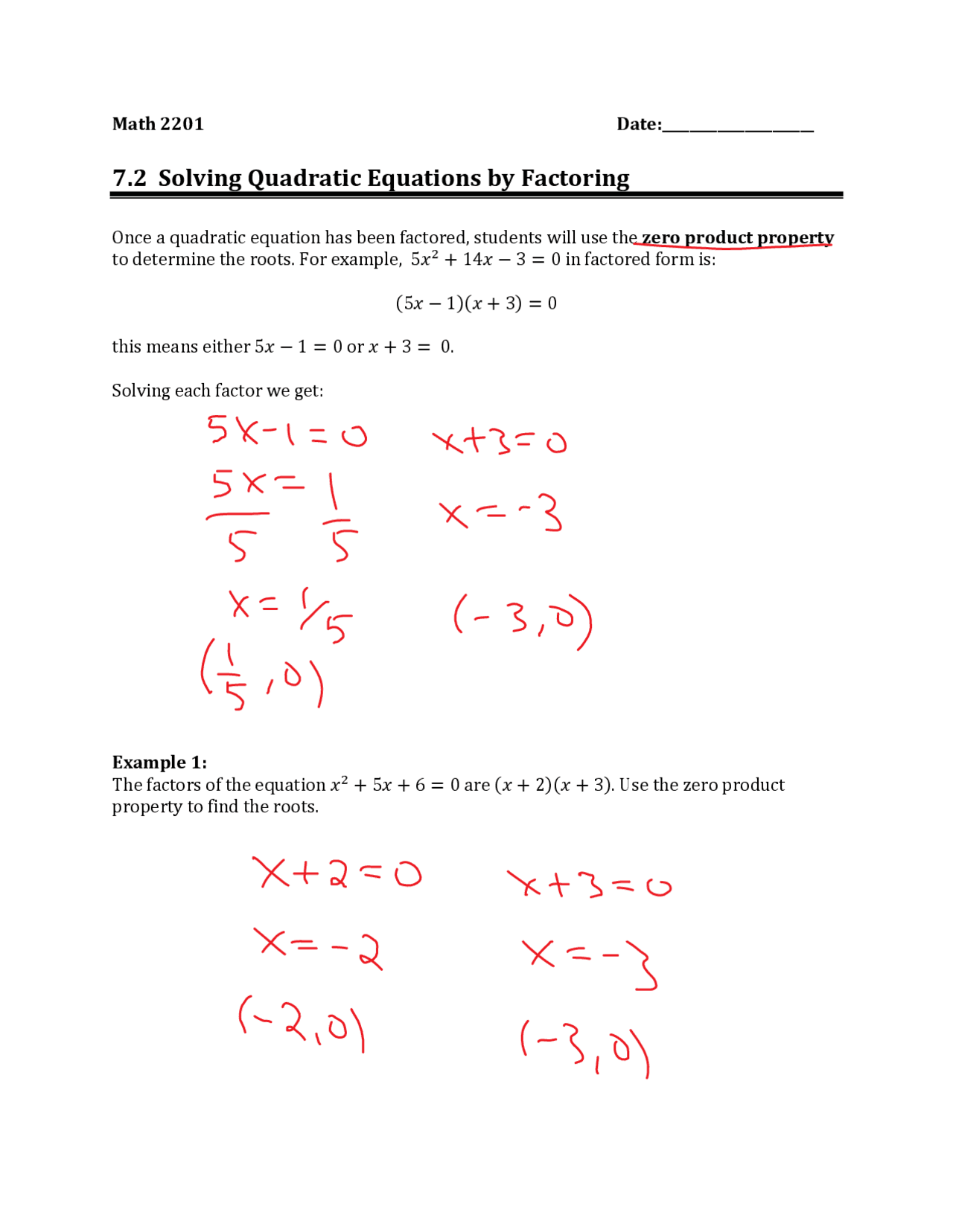 Solving Quadratic Equations By Factoring Activity Printable 