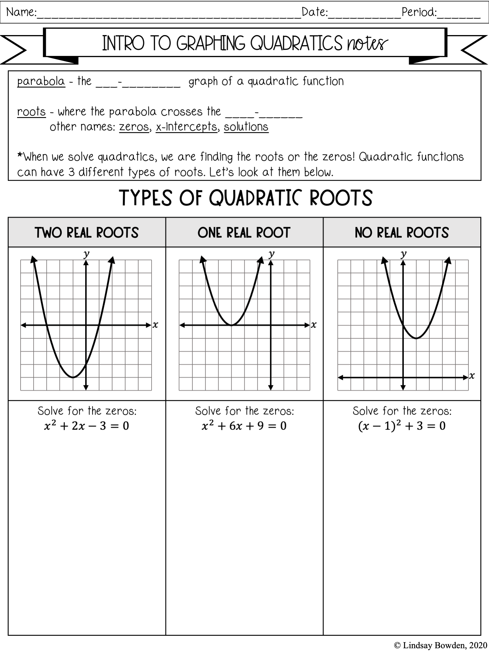 Solving Quadratic Equations By Graphing Worksheet Practice And 