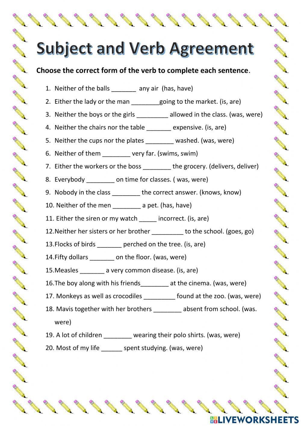 Subject And Verb Agreement Pdf
