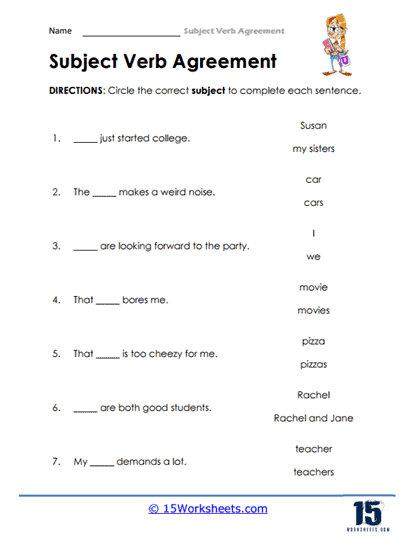 Subject Verb Agreement Worksheets Consistency 15 Worksheets
