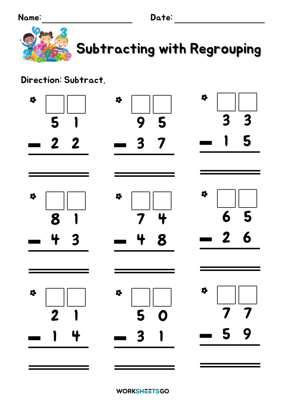 Subtraction With Regrouping Examples Free Worksheets Printable