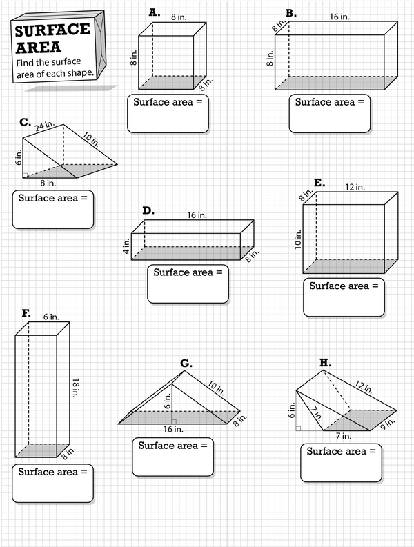 Surface Area Three Dimensional Shapes