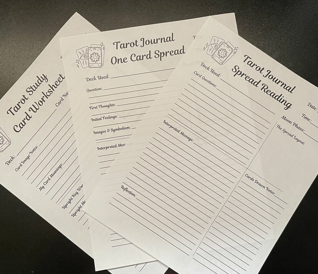 Tarot Journal And Tarot Study Pages Tarot Card Worksheet One Card Pull 