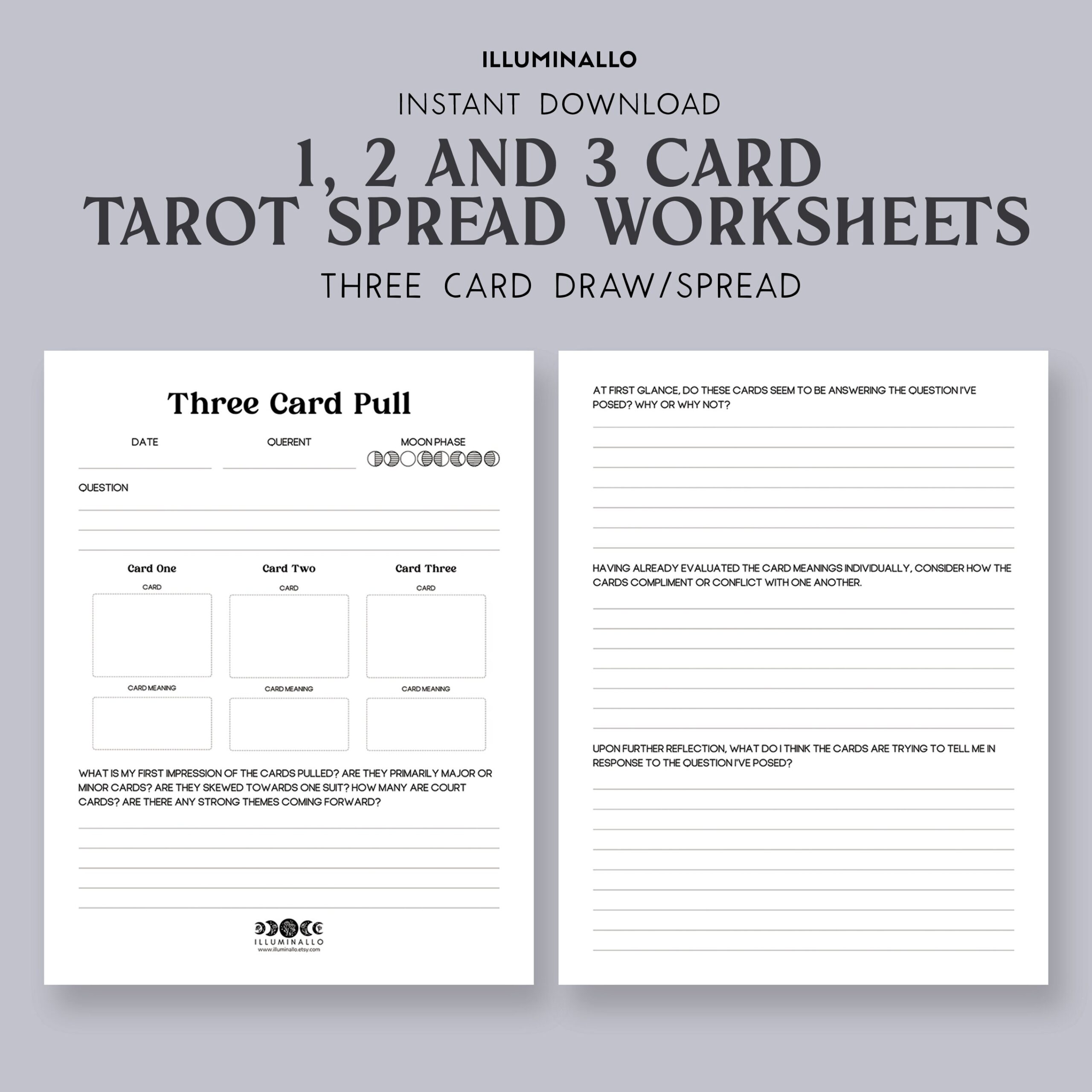 Tarot Worksheet Tarot Spread Printable Tarot Workbook Page Tarot 
