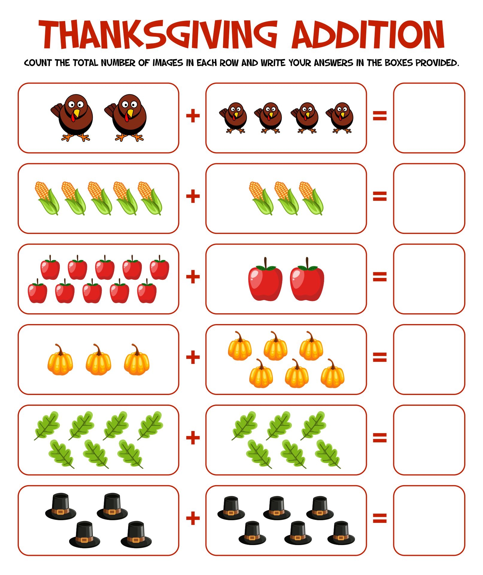 Thanksgiving Math Worksheets 14 Free PDF Printables Printablee