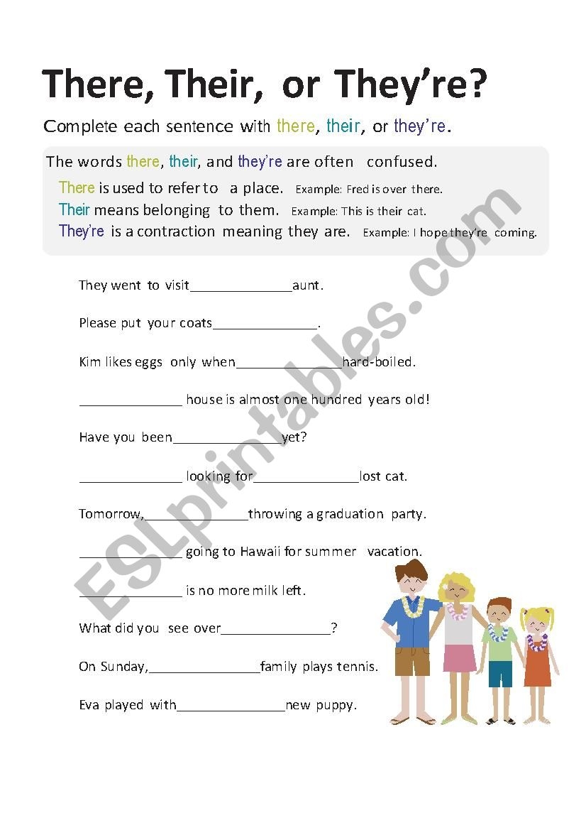 There Their Or They re ESL Worksheet By Cards 